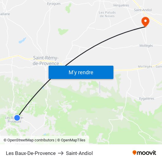 Les Baux-De-Provence to Saint-Andiol map