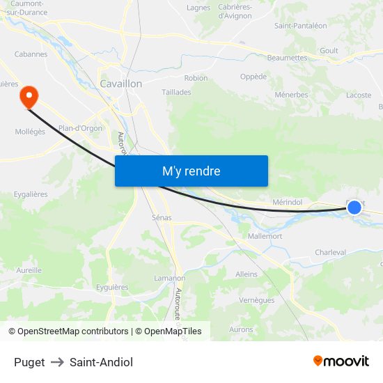 Puget to Saint-Andiol map