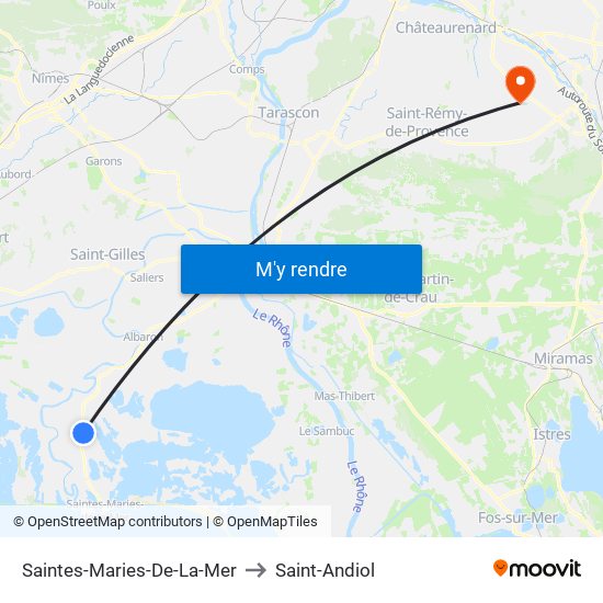 Saintes-Maries-De-La-Mer to Saint-Andiol map