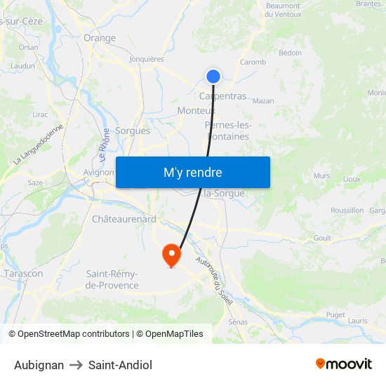 Aubignan to Saint-Andiol map