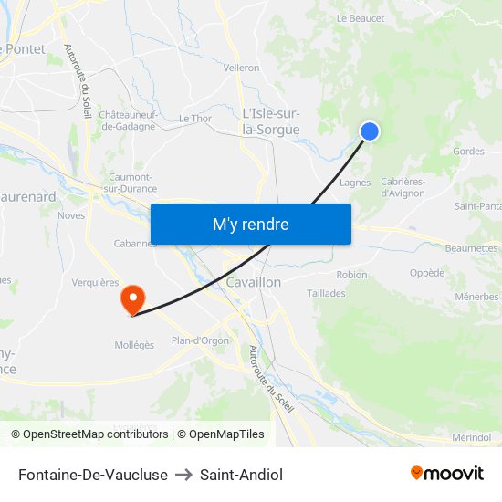 Fontaine-De-Vaucluse to Saint-Andiol map