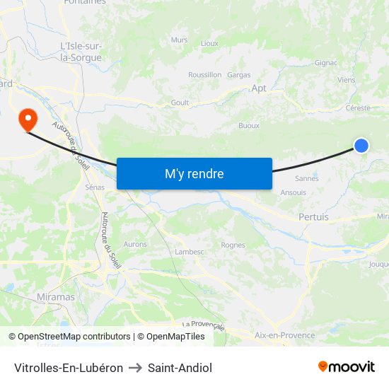 Vitrolles-En-Lubéron to Saint-Andiol map