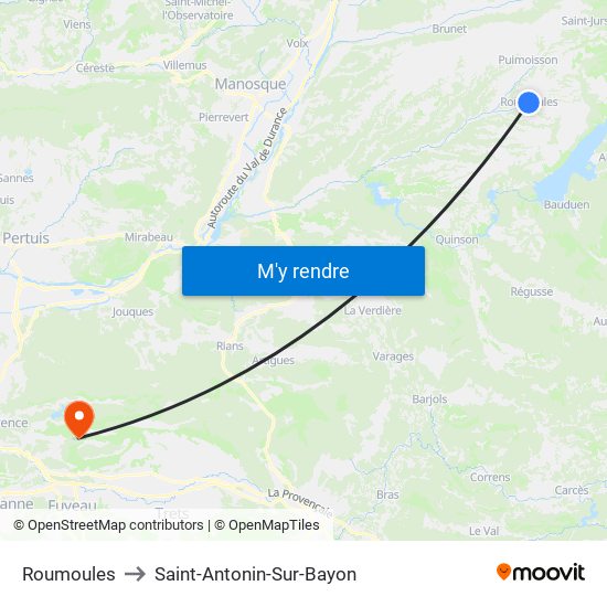 Roumoules to Saint-Antonin-Sur-Bayon map