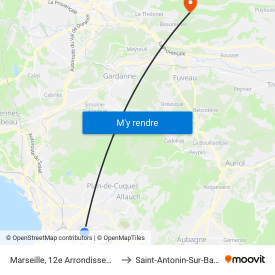 Marseille, 12e Arrondissement to Saint-Antonin-Sur-Bayon map