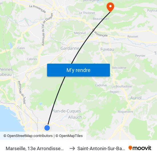 Marseille, 13e Arrondissement to Saint-Antonin-Sur-Bayon map