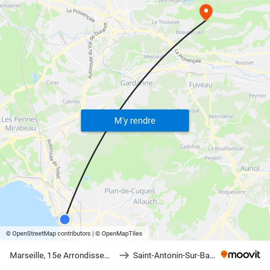 Marseille, 15e Arrondissement to Saint-Antonin-Sur-Bayon map
