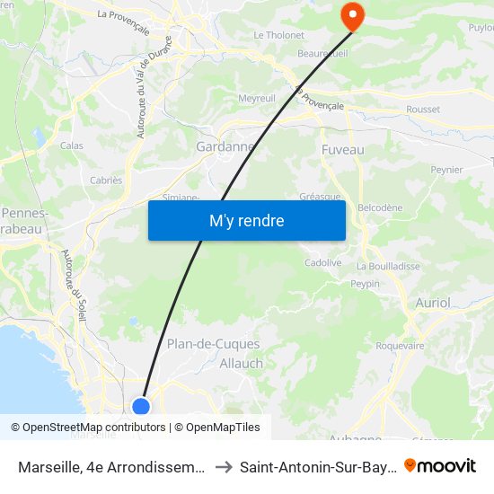 Marseille, 4e Arrondissement to Saint-Antonin-Sur-Bayon map