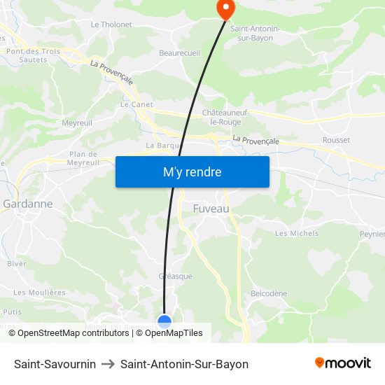 Saint-Savournin to Saint-Antonin-Sur-Bayon map