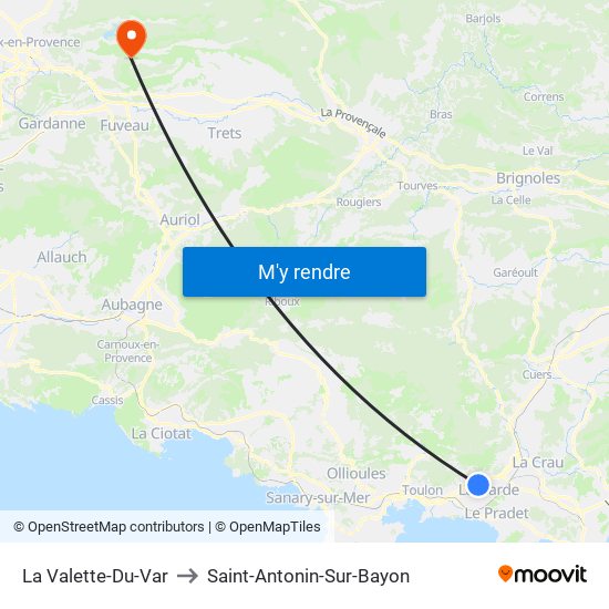 La Valette-Du-Var to Saint-Antonin-Sur-Bayon map