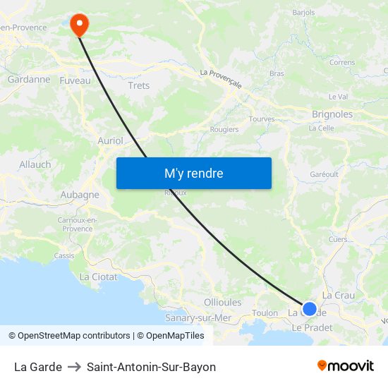 La Garde to Saint-Antonin-Sur-Bayon map