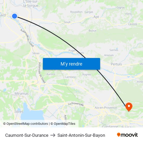 Caumont-Sur-Durance to Saint-Antonin-Sur-Bayon map