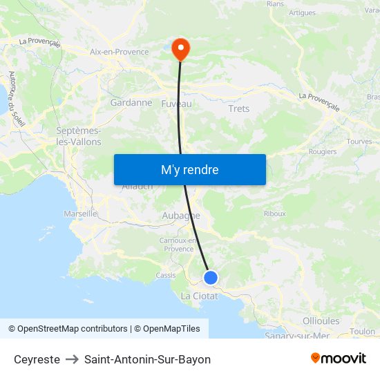Ceyreste to Saint-Antonin-Sur-Bayon map