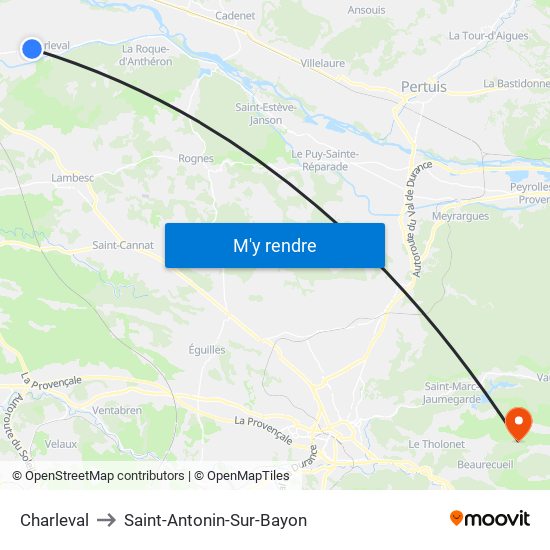 Charleval to Saint-Antonin-Sur-Bayon map