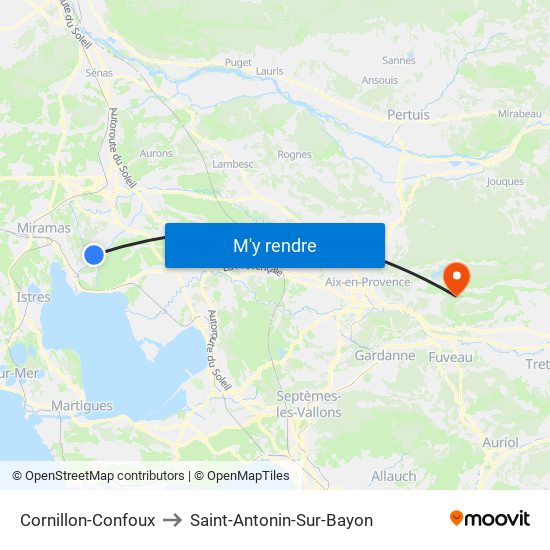 Cornillon-Confoux to Saint-Antonin-Sur-Bayon map