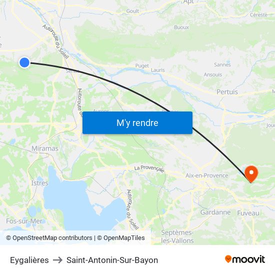 Eygalières to Saint-Antonin-Sur-Bayon map