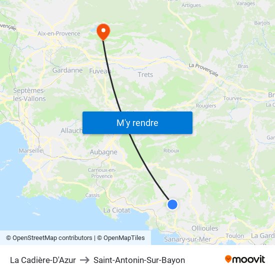 La Cadière-D'Azur to Saint-Antonin-Sur-Bayon map