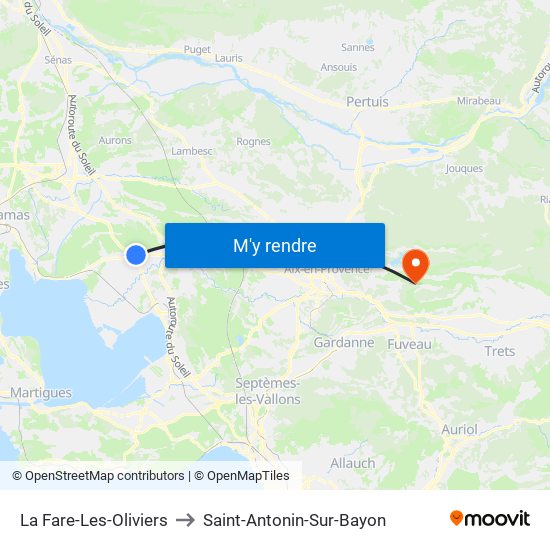 La Fare-Les-Oliviers to Saint-Antonin-Sur-Bayon map