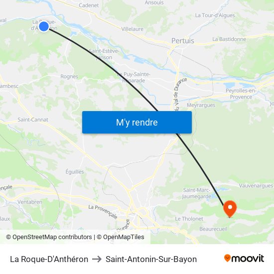 La Roque-D'Anthéron to Saint-Antonin-Sur-Bayon map