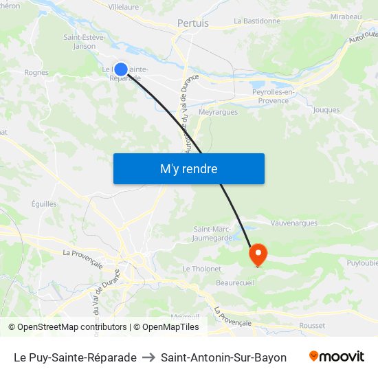 Le Puy-Sainte-Réparade to Saint-Antonin-Sur-Bayon map