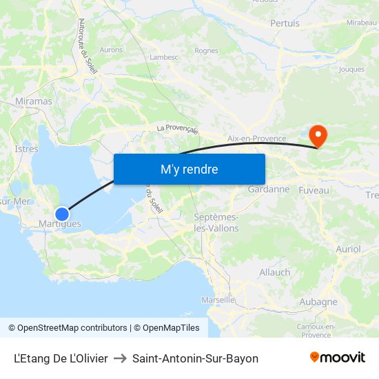 L'Etang De L'Olivier to Saint-Antonin-Sur-Bayon map