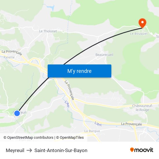 Meyreuil to Saint-Antonin-Sur-Bayon map