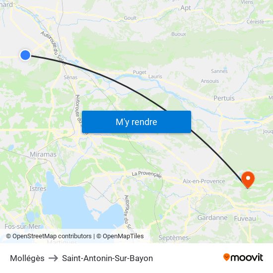 Mollégès to Saint-Antonin-Sur-Bayon map