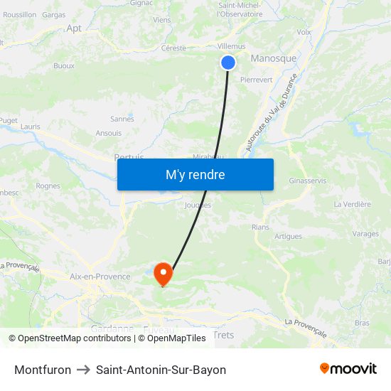 Montfuron to Saint-Antonin-Sur-Bayon map