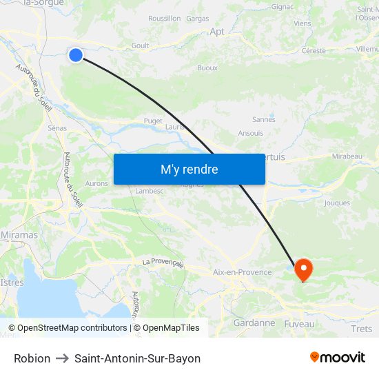 Robion to Saint-Antonin-Sur-Bayon map