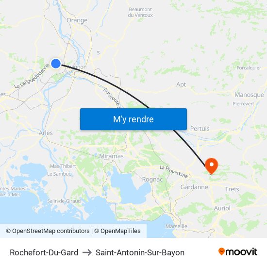Rochefort-Du-Gard to Saint-Antonin-Sur-Bayon map