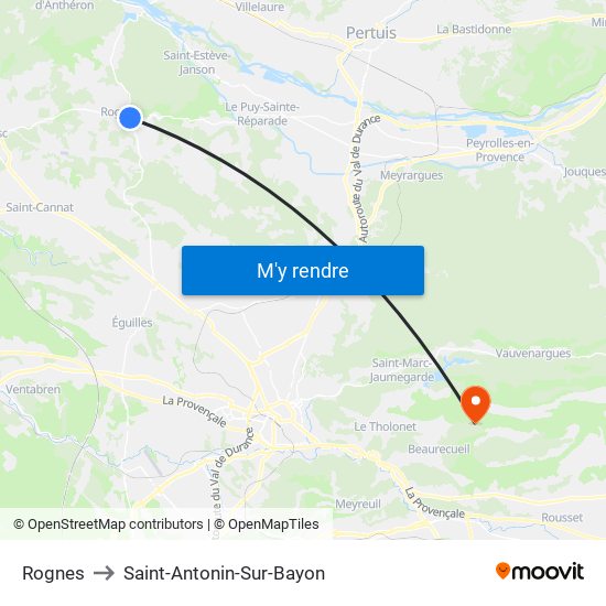 Rognes to Saint-Antonin-Sur-Bayon map