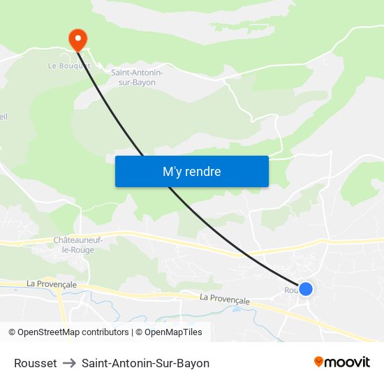 Rousset to Saint-Antonin-Sur-Bayon map