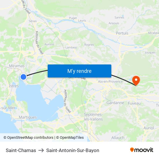 Saint-Chamas to Saint-Antonin-Sur-Bayon map