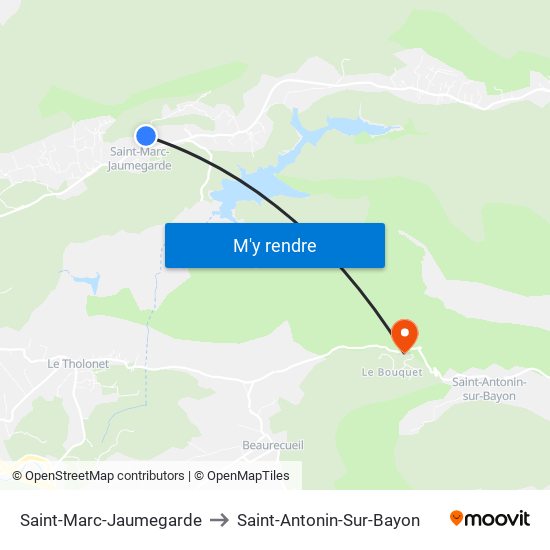 Saint-Marc-Jaumegarde to Saint-Antonin-Sur-Bayon map