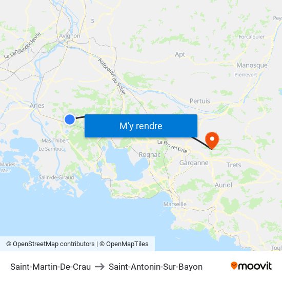 Saint-Martin-De-Crau to Saint-Antonin-Sur-Bayon map