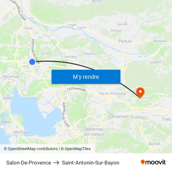 Salon-De-Provence to Saint-Antonin-Sur-Bayon map