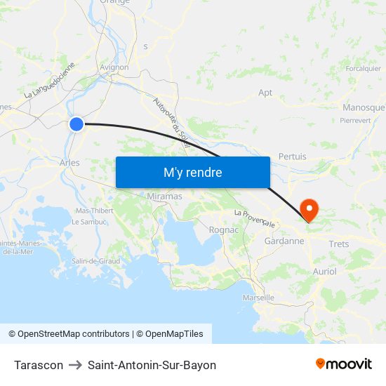 Tarascon to Saint-Antonin-Sur-Bayon map