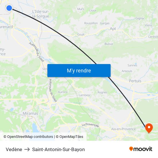 Vedène to Saint-Antonin-Sur-Bayon map