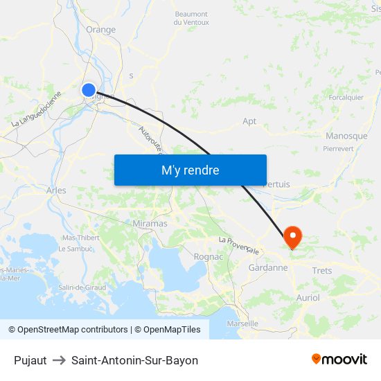 Pujaut to Saint-Antonin-Sur-Bayon map