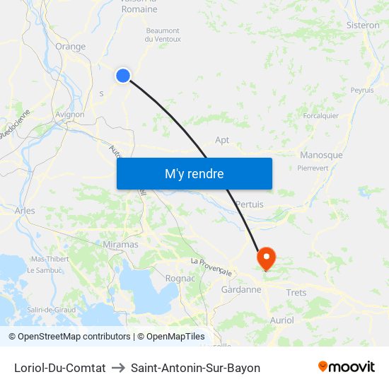 Loriol-Du-Comtat to Saint-Antonin-Sur-Bayon map