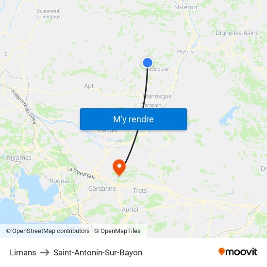 Limans to Saint-Antonin-Sur-Bayon map