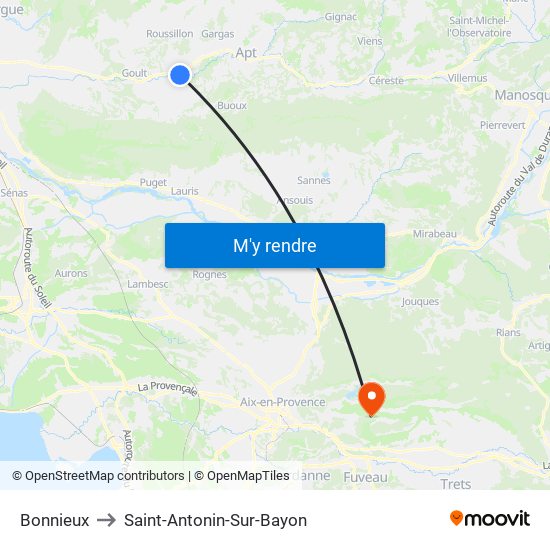 Bonnieux to Saint-Antonin-Sur-Bayon map