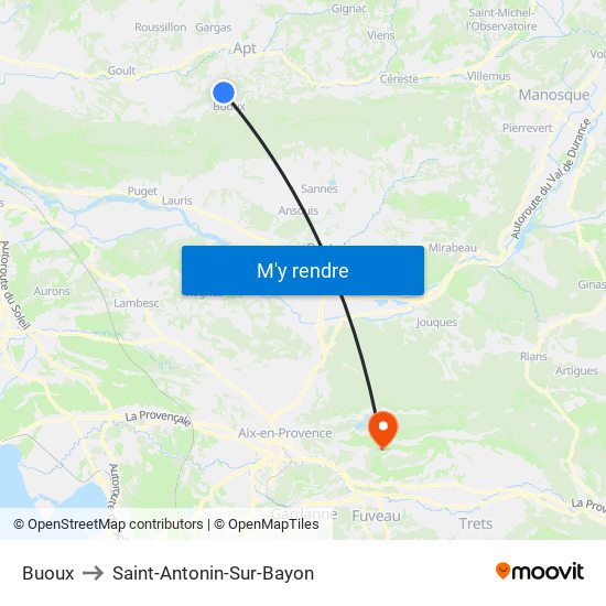 Buoux to Saint-Antonin-Sur-Bayon map