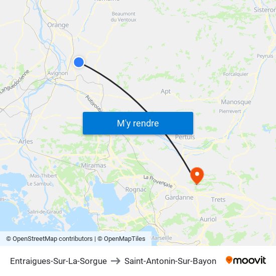 Entraigues-Sur-La-Sorgue to Saint-Antonin-Sur-Bayon map