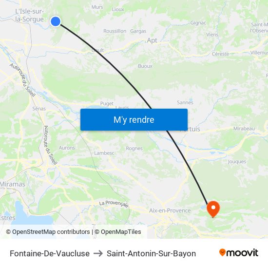 Fontaine-De-Vaucluse to Saint-Antonin-Sur-Bayon map