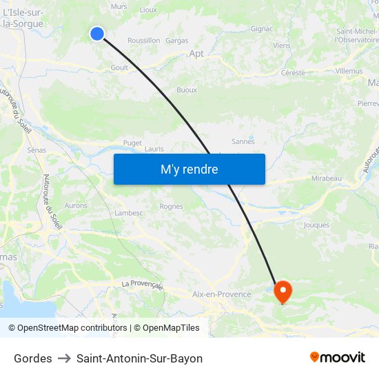 Gordes to Saint-Antonin-Sur-Bayon map