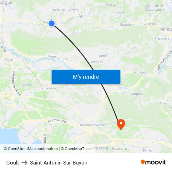 Goult to Saint-Antonin-Sur-Bayon map