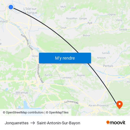 Jonquerettes to Saint-Antonin-Sur-Bayon map