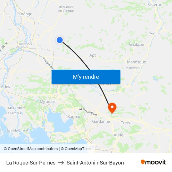 La Roque-Sur-Pernes to Saint-Antonin-Sur-Bayon map