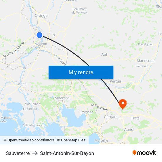 Sauveterre to Saint-Antonin-Sur-Bayon map