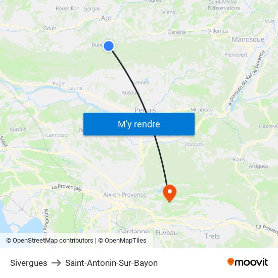 Sivergues to Saint-Antonin-Sur-Bayon map